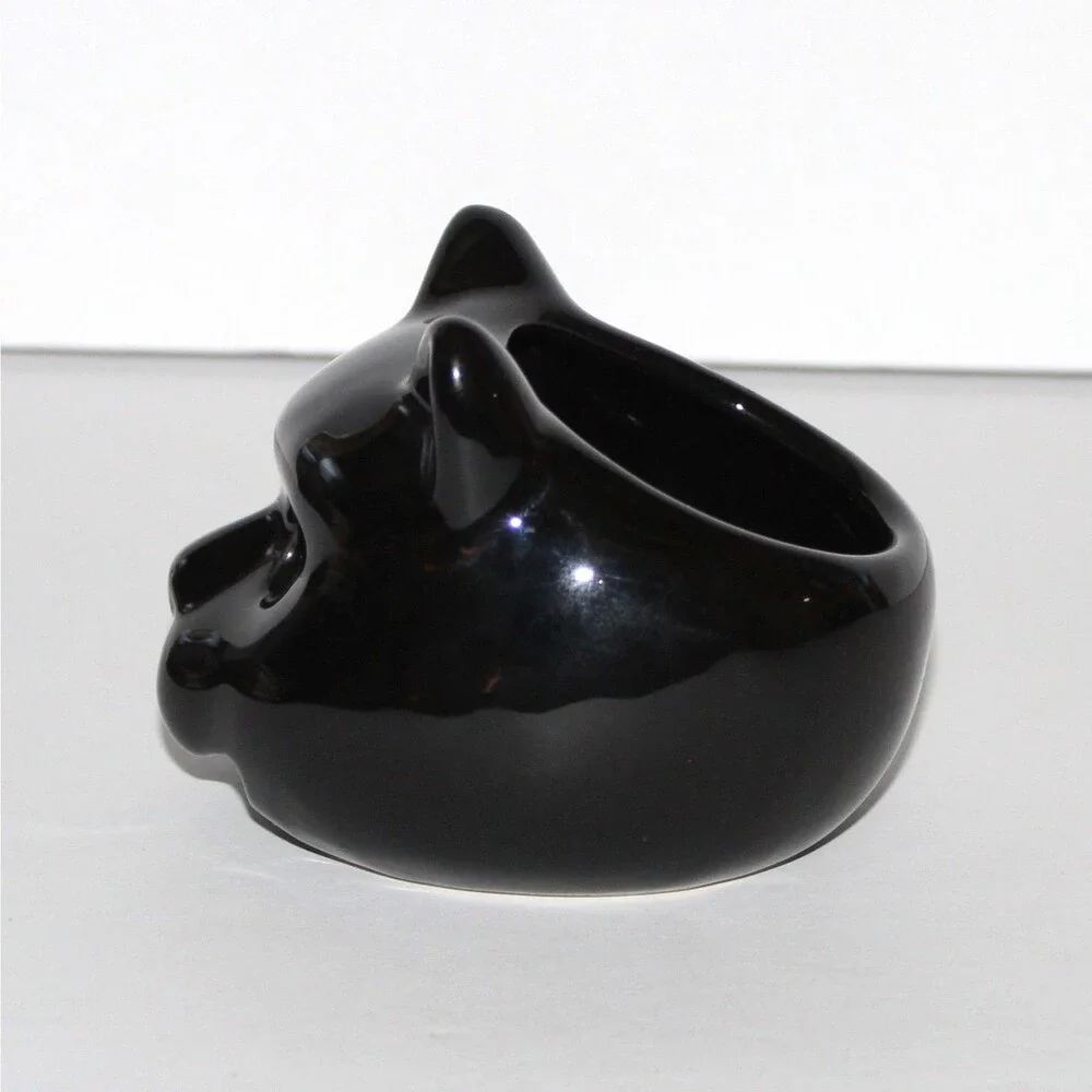 Black Cat Head Candle Holder ceramic tea light halloween